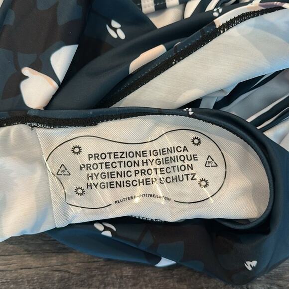 Sunikini Large High-Waist Vertical Striped/Orchid Floral One-Piece Swimsuit - Picture 13 of 14